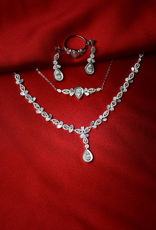 925 Ayar Gümüş Sedefli Zarif Düğün Takı Seti