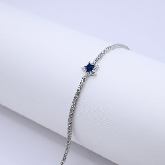 925 Ayar Gümüş Zirkon Taşlı Yıldız Su Yolu Bileklik