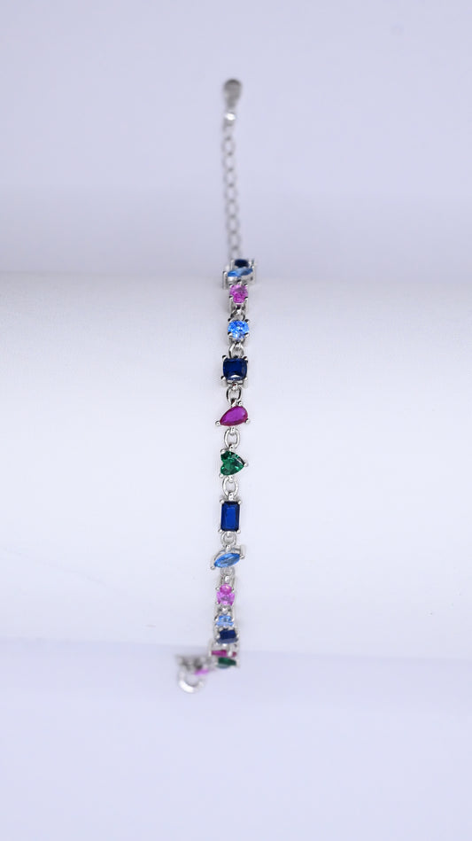 925 Ayar Zirkon Çok Renk Taşlı Bileklik
