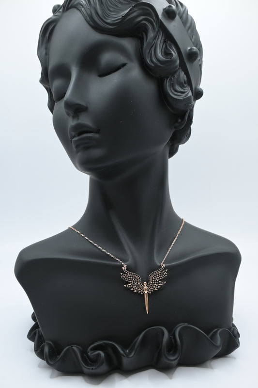 925 Ayar Gümüş Zirkon Taşlı Melek Sembollü Kolye