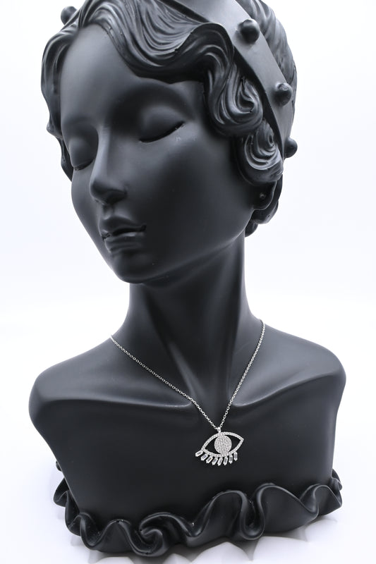 925 Ayar Gümüş Zirkon Taşlı Göz Kolye