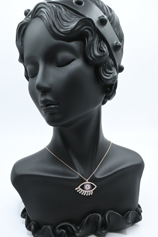 925 Ayar Gümüş Zirkon Taşlı Göz Kolye