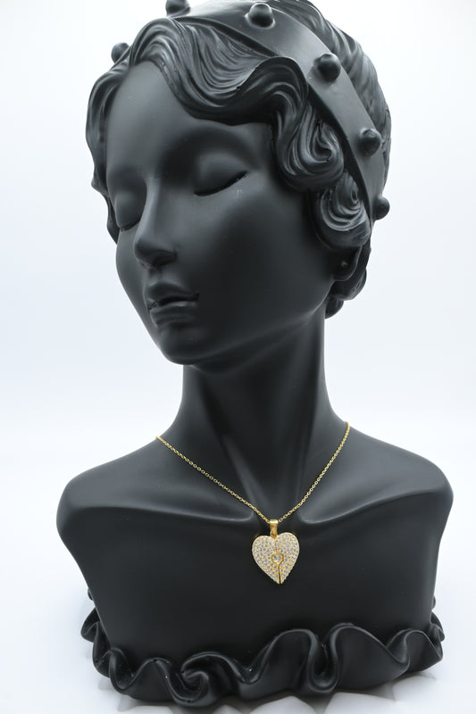 925 Ayar Gümüş Açılabilir Kalpli Zirkon Taşlı Kolye