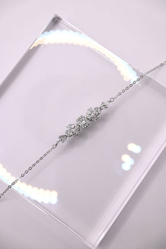 925 Ayar Gümüş Baget Model İthal Zirkon Taşlı Kolye, Bileklik, Küpe, Yüzük Düğün Takı Seti