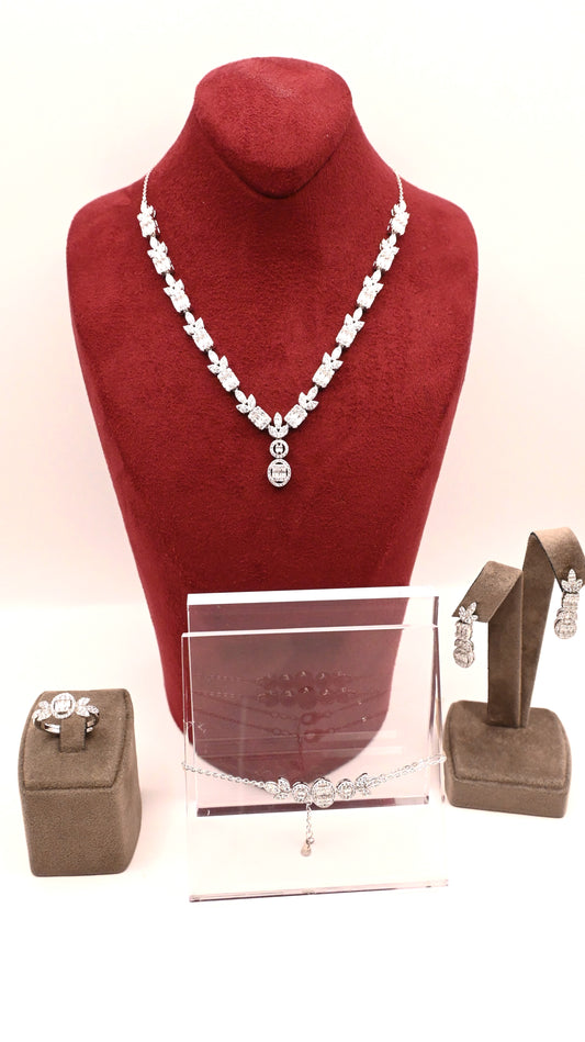 925 Ayar Gümüş Baget Kesim Zarif Set Takım