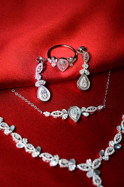 925 Ayar Gümüş Sedefli Zarif Düğün Takı Seti