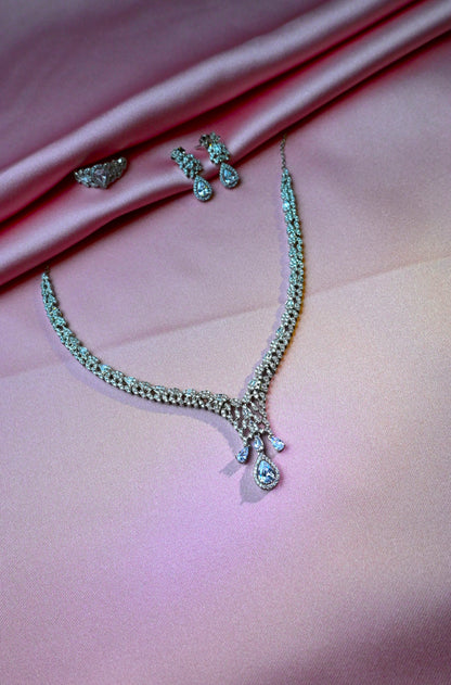 925 Ayar Gümüş Damla Kesim Set Zarif Takım