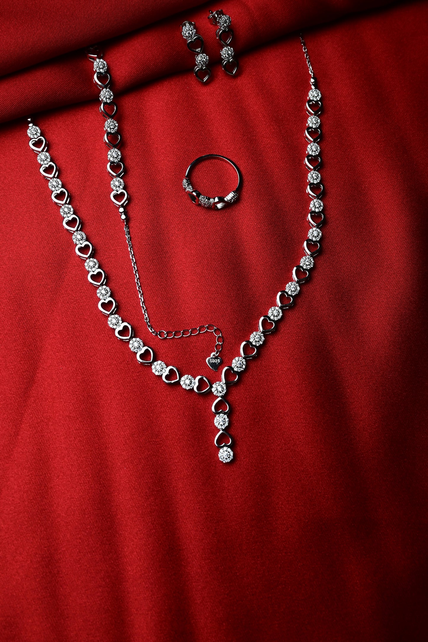 925 Ayar Gümüş Kalpli Zarif 4'lü Set