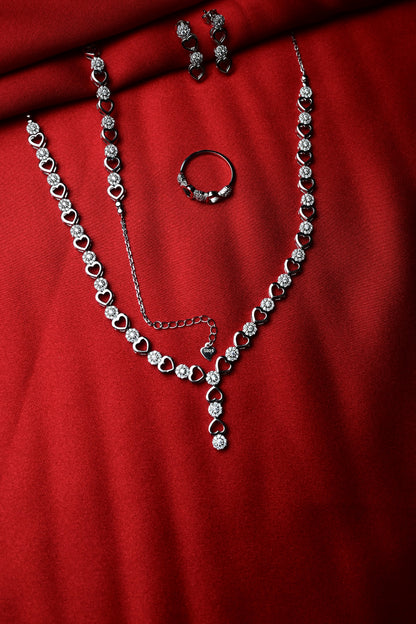 925 Ayar Gümüş Kalpli Zarif 4'lü Set